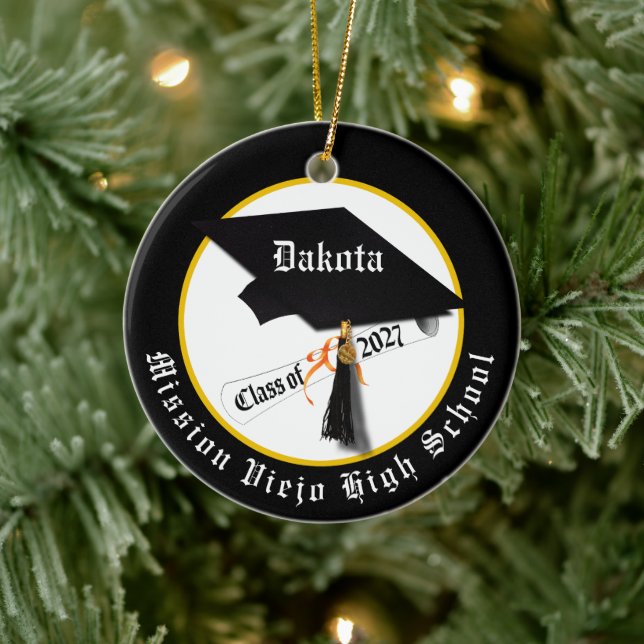 Cap Diploma Class of 2027 Photo Graduation Ceramic Tree Decoration (Tree)