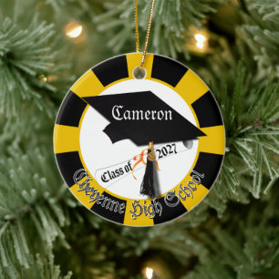 Cap Diploma Class of 2027 Photo Graduation Ceramic Tree Decoration