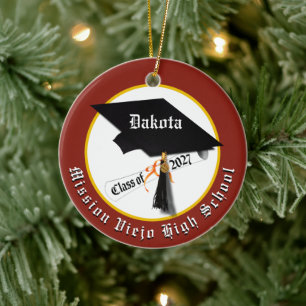 Cap Diploma Class of 2027 Photo Graduation Ceramic Tree Decoration