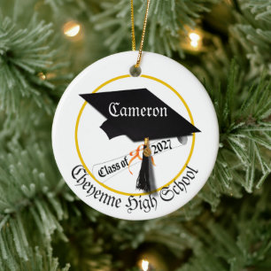 Cap Diploma Class of 2027 Photo Graduation Ceramic Tree Decoration