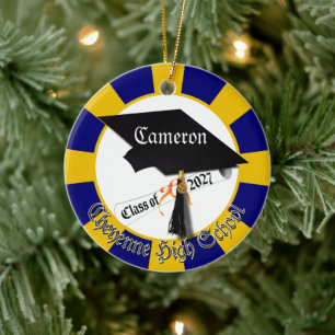 Cap Diploma Class of 2027 Photo Graduation Ceramic Tree Decoration