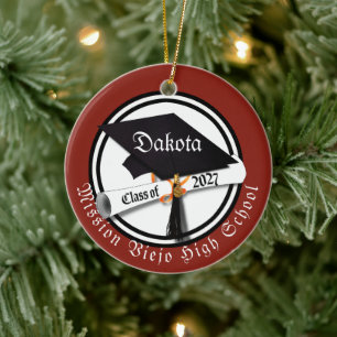 Cap Diploma Class of 2027 Photo Graduation Ceramic Tree Decoration