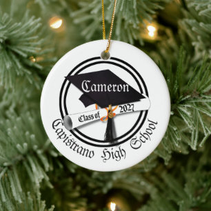 Cap Diploma Class of 2027 Photo Graduation Ceramic Tree Decoration