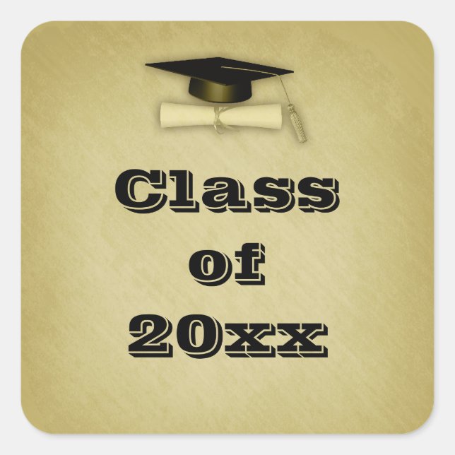Cap, Diploma, Gold Graduation Sticker (Front)