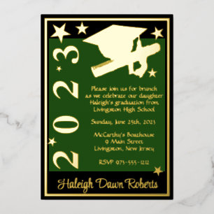 Cap, Diploma, & Stars, Green, Black, & Gold