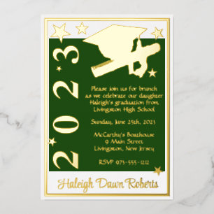 Cap, Diploma, & Stars, Green, White & Gold