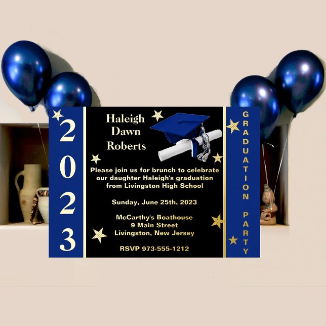 Cap, Diploma, & Stars, Royal Blue, Black, & Gold (Creator Uploaded)
