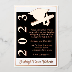 Cap & Diploma, White, Black & Rose Gold Graduation