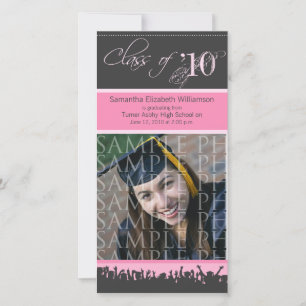 Cap & Gown Graduation Photo Announcement (pink)