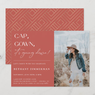 Cap Gown It's Going Down Graduation Party Invitation