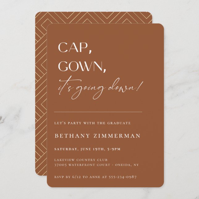 Cap Gown It's Going Down Graduation Party Invitation (Front/Back)
