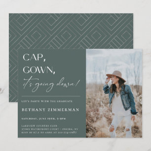 Cap Gown It's Going Down Graduation Party Invitation