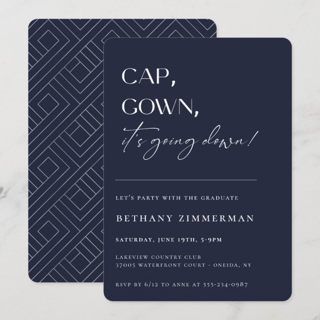 Cap Gown It's Going Down Graduation Party Invitation (Front/Back)