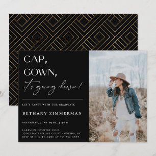 Cap Gown It's Going Down Graduation Party Invitation
