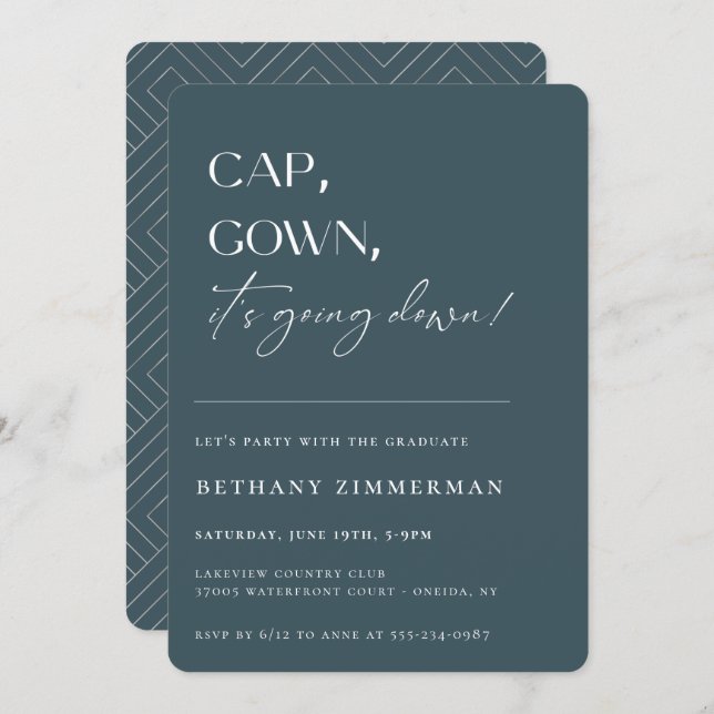 Cap Gown It's Going Down Graduation Party Invitation (Front/Back)