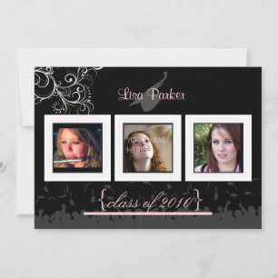 Cap + Gown + Swirls Graduation Invitation /Photos