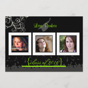 Cap + Gown + Swirls Graduation Invitation /Photos