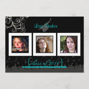 Cap + Gown + Swirls Graduation Invitation /Photos