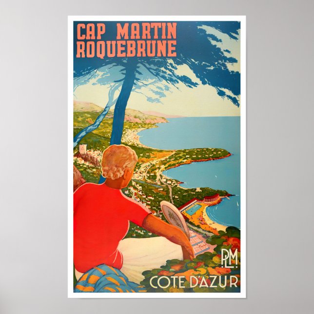 Cap Martin Roquebrune France vintage travel Poster (Front)