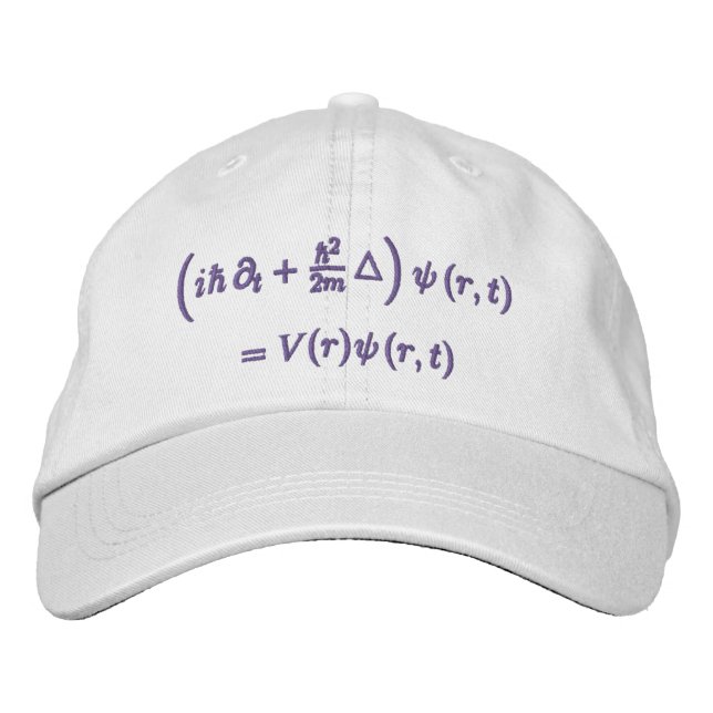 Cap, Schrodinger equation, Dark Grey Embroidered Hat (Front)