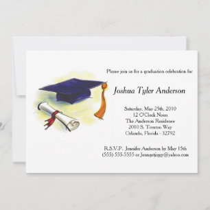 Cap Tassle Diploma Graduation Party Invitation