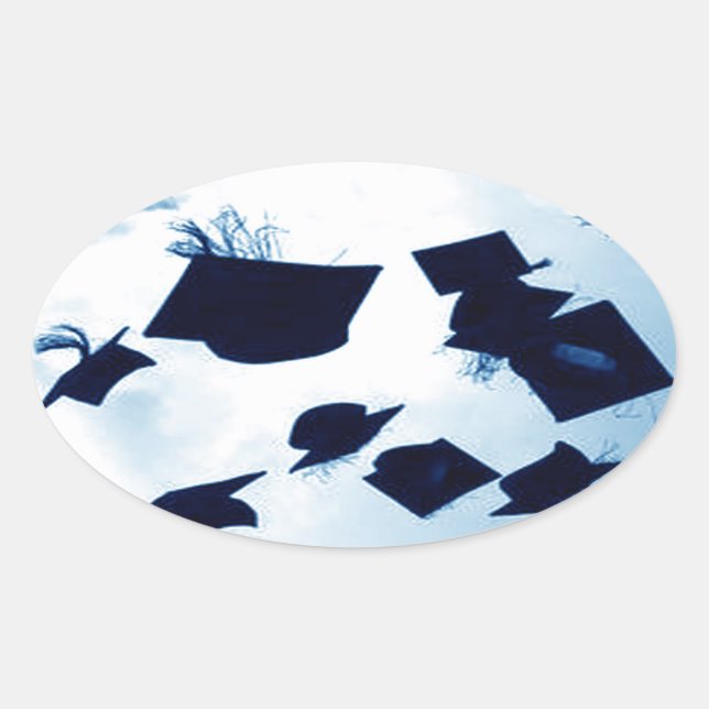 Cap Toss Graduation Oval Sticker (Front)