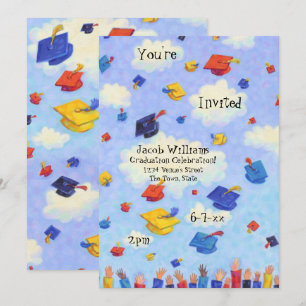 Cap Toss Graduation Party Invitation