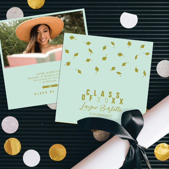 Cap Toss Olive & Sage Graduation Announcement (Creator Uploaded)