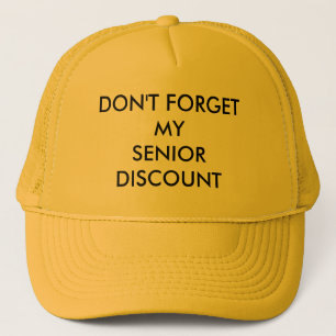 CAP, YELLOW, SENIOR DISCOUNT TRUCKER HAT
