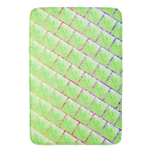 Capa de Iphod, quadrados verdes e linhas coloridas Bath Mat