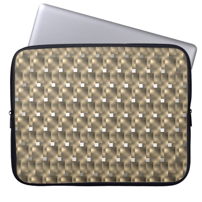 Capa de Laptop, quadrados brancos e placas marrom Laptop Sleeve (Front)