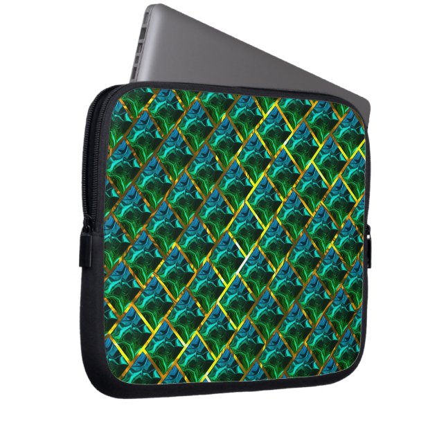 Capa de Laptop, verde sob grade dourada? Laptop Sleeve (Front Right)
