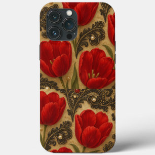 Capa para celular Tulipas e Renda DESIGN iPhone 13 Pro Max Case