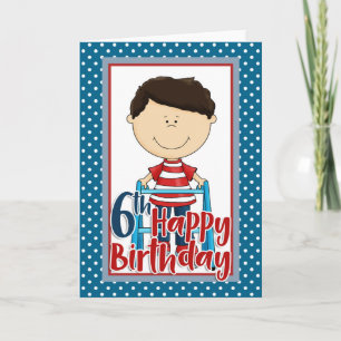 Capable Boy with Walker - Happy 6th Birthday Card