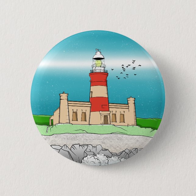 Cape Agulhas Lighthouse 6 Cm Round Badge (Front)