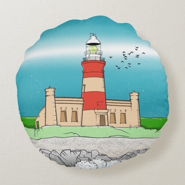 Cape Agulhas Lighthouse Round Cushion (Back)