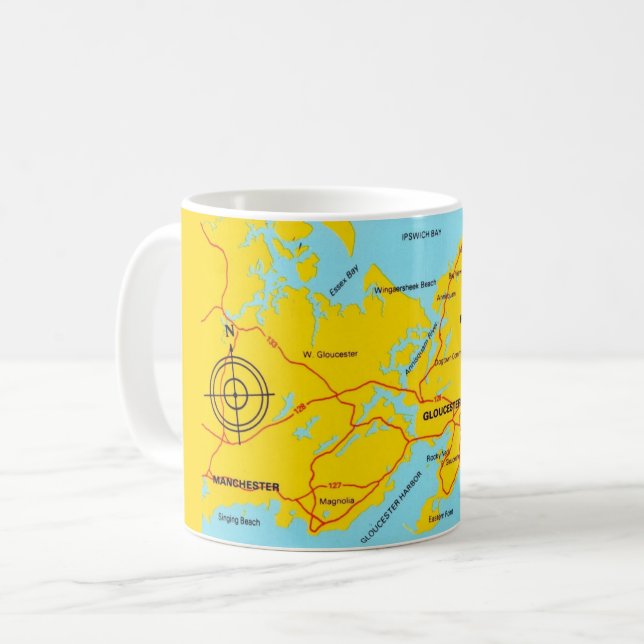 Cape Ann Gloucester Map Mug (Front Left)
