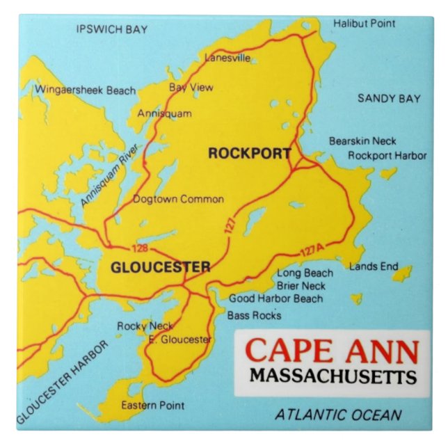 Cape Ann Massachusetts Ceramic Tile (Front)
