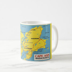 Cape Ann Massachusetts Map Coffee Mug