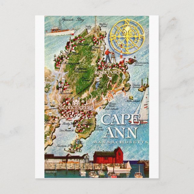 Cape Ann Massachusetts Vintage Postcard (Front)
