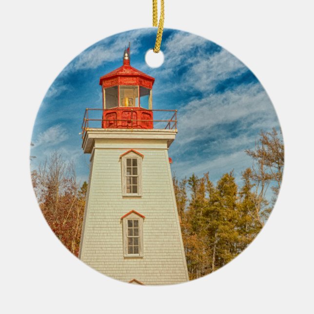 Cape Bear Lighthouse Ceramic Tree Decoration (Front)
