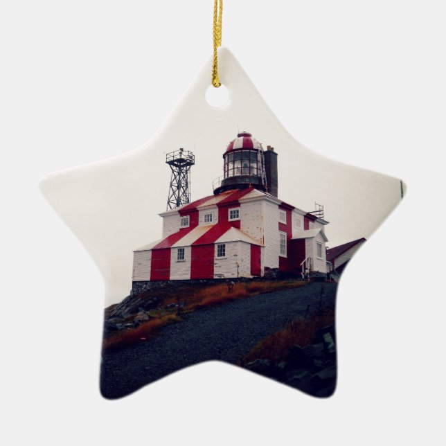 Cape Bonavista Lighthouse Ceramic Tree Decoration (Front)