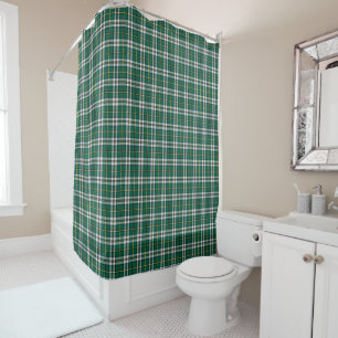 Cape Breton Bright Green and White Plaid Pattern Shower Curtain