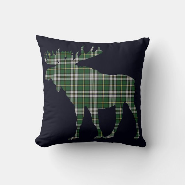 Cape Breton Canada Custom Tartan Moose rustic blue Cushion (Front)