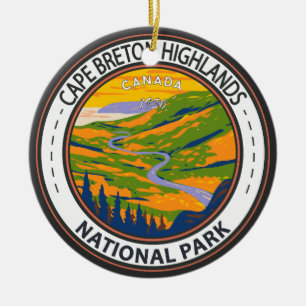 Cape Breton Highlands National Park Canada Badge Ceramic Tree Decoration