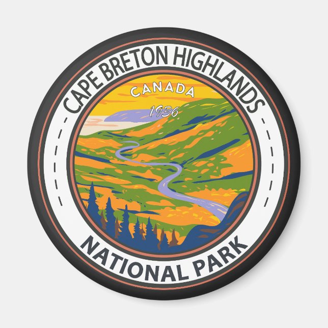 Cape Breton Highlands National Park Canada Badge Magnet (Front)