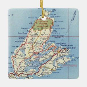 Cape Breton Island 50's Map Ceramic Ornament