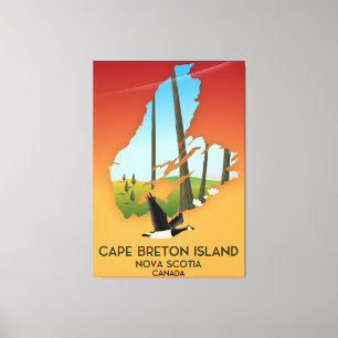 Cape Breton Island nova Scotia Canada map Canvas Print
