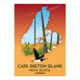 Cape Breton Island nova Scotia Canada map Photo Print