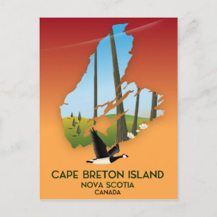 Cape Breton Island nova Scotia Canada map Postcard